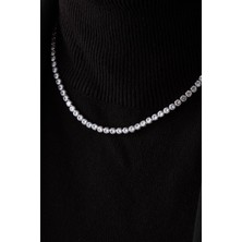 By Florya Jewelry Vıp Seri Su Yolu Kolye Tek Taş Sıralı Suyolu Choker