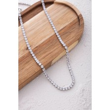 By Florya Jewelry Vıp Seri Su Yolu Kolye Tek Taş Sıralı Suyolu Choker