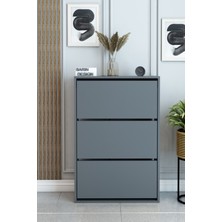 Barin Design 3 Raflı Ayakkabılık Düşer Kapak Kayar Kapak Vestiyer Portmanto Katlı Bölmeli Kapı Önü Modern