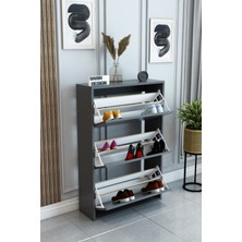 Barin Design 3 Raflı Ayakkabılık Düşer Kapak Kayar Kapak Vestiyer Portmanto Katlı Bölmeli Kapı Önü Modern
