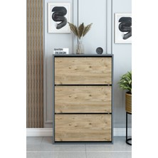 Barin Design 3 Raflı Ayakkabılık Düşer Kapak Kayar Kapak Vestiyer Portmanto Katlı Bölmeli Kapı Önü Modern