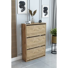 Barin Design 3 Raflı Ayakkabılık Düşer Kapak Kayar Kapak Vestiyer Portmanto Katlı Bölmeli Kapı Önü Modern