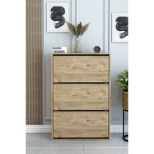 Barin Design 3 Raflı Ayakkabılık Düşer Kapak Kayar Kapak Vestiyer Portmanto Katlı Bölmeli Kapı Önü Modern