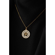 By Florya Jewelry Çelik Taşlı Hayat Ağacı Spiritüel Kolye Kararmaz