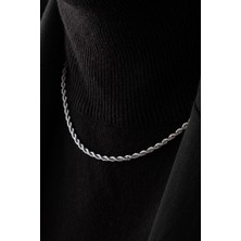 By Florya Jewelry Çelik İnce Burgu Zincir Kolye Kararmaz Gümüş 40 cm Kombinlik Zincir