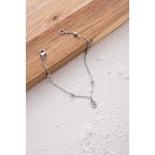 By Florya Jewelry Çelik Harfli Top İnce Dorika Zincir Bileklik İnce Harfli Bileklik Forse Zincir 1 mm Minimal 18 cm-21 cm