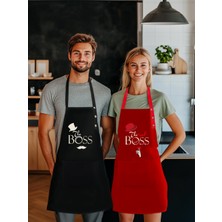 Hulganz Kumaş Mutfak Önlüğü Seti 2'li Leke Tutmaz Su Itici %65 Pamuk %35 Polyester Boss - Real Boss Patron Önlük