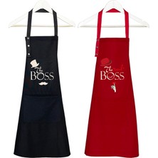 Hulganz Kumaş Mutfak Önlüğü Seti 2'li Leke Tutmaz Su Itici %65 Pamuk %35 Polyester Boss - Real Boss Patron Önlük