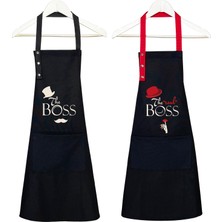 Hulganz Kumaş Mutfak Önlüğü Seti 2'li Leke Tutmaz Su Itici %65 Pamuk %35 Polyester Boss - Real Boss Patron Önlük