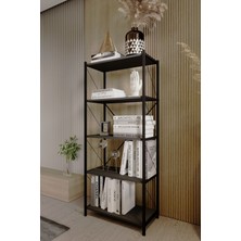 Barin Design 5 Raflı Kitaplık Demir Profil Modern Iskandinav Çalışma Odası Ofis Salon Kitaplığı Evrak Rafı Metal