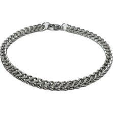 Janti JTSS25ÇEB1477 Charm Örme Desen Model Gümüş Gri Renk Zincir Paslanmaz Renk Atmaz 316L Janti Çelik Bileklik