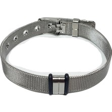 Janti JTSS25ÇEB1486 Saat Kordonu Hasır Desen Model Gümüş Gri Renk Paslanmaz Renk Atmaz 316L Janti Çelik Bileklik