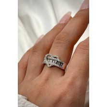 Leo'Stone Premium Seri Kalp Içi Yarım Tur Zirkon Taşlı Tasarım Model Ayarlanabilir Kadın Çelik Yüzük