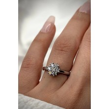 Premium Seri Çiçek Buketi Tasarım Çoklu Minimal Zirkon Taşlı Tek Taş Ayarlanabilir Kadın Yüzük