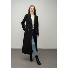 Olcay Punto Detaylı Kruvaze Exclusive Kaban Siyah 3055