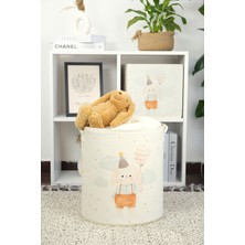 Rope Home Sevimli Tavşan Figürü Baskılı Filesiz Çok Amaçlı Oyuncak Çamaşır Saklama Sepeti 37 x 40