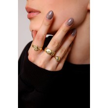 Kadın Gold Renk Vintage Yüzük Seti