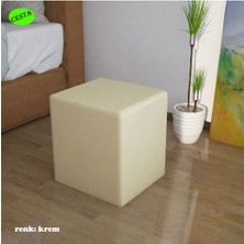 Modilayn Kare Puf Tabure Ahsap Iskeletli Kumas Tabure