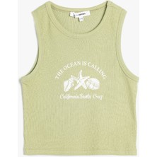 Koton Kolsuz Slim Fit Bisiklet Yaka Deniz Temalı Baskılı Atlet