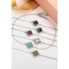 Usho Jewelry 925 Ayar Gümüş Kare Pırlanta Modeli Bileklik