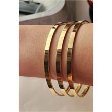 Aurrari Altın Kaplama 3'lü Ajda Çelik Bileklik 64 mm