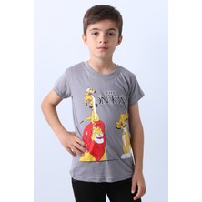 HÇM Erkek Çocuk Tshirt Lion Baskılı Bisiklet Yaka E36