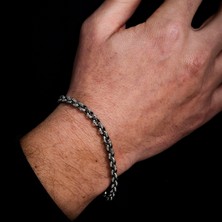 Ebrar Silver Gümüş Halka Model Erkek Bileklik 925 Ayar Gümüş Desenli Halka Model Erkek Bileklik