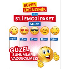 BK SUNUM 5'li Emoji Paket  (10'ar Adet) Servis ve Tatlı Kürdanı