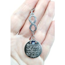 Metal Ayetel Kürsi Nazar Boncuğu Araba Dikiz Ayna Süsü, Sonsuzluk Işareti Yeni Araba Hediyesi