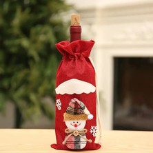 Klasik Kırmızı Keten Noel ve Yılbaşı & Şişesi Kılıfı