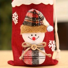 Klasik Kırmızı Keten Noel ve Yılbaşı & Şişesi Kılıfı