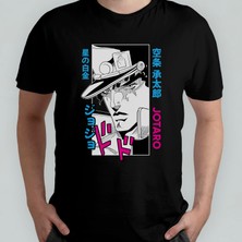 Pixxa Jojo's Bizarre Adventure Jotaro %100 Pamuklu Bisiklet Yaka T-Shirt Model 1