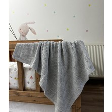 Banian Kids Organik Triko Örgü Çift Katlı Gri Renk 110X100 Bebek Battaniyesi