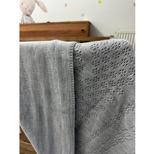Banian Kids Organik Triko Örgü Çift Katlı Gri Renk 110X100 Bebek Battaniyesi