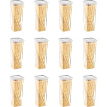 Smartware 12'li Set Skali Kare Saklama Kabı Beyaz 2140 ml