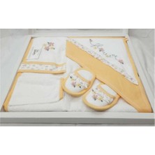 Milays Pamuklu Bebek Banyo Havlusu ve Bornoz Takımı 4 Parça