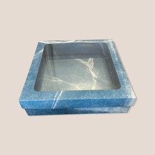 Tebe Group Ambalaj 20X20X5 Mavi Mermer Desenli Asetat Pencereli Karton Kutu(100 Adet)