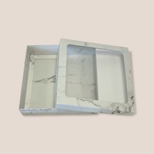Tebe Group Ambalaj 20X20X5 Beyaz Mermer Desenli Asetat Pencereli Karton Kutu(100 Adet)