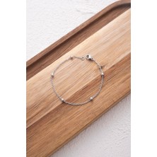 Byflorya Jewelry Çelik Toplu Ince Dorika Zincir Halhal Denizde Yazın Günlük Kullanıma Uygun Kararmaz 1mm 22CM+3CM