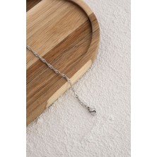 Byflorya Jewelry Çelik Singapur Zincir Halhal Denizde Günlük Kullanıma Uygun Kararmaz Sarma Burgu 2mm 22CM+4CM
