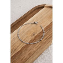 Byflorya Jewelry Çelik Singapur Zincir Halhal Denizde Günlük Kullanıma Uygun Kararmaz Sarma Burgu 2mm 22CM+4CM