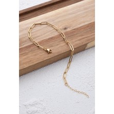 Byflorya Jewelry Çelik Ataç Oval Halka Zincir Halhal Günlük Kullanıma Uygun Kablo Zincir Halhal 4mm 22CM 3cm