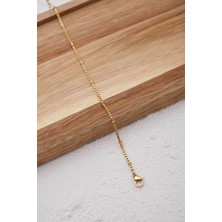 Byflorya Jewelry Çelik Toplu Kutu Kare Zincir Halhal Minimal Kararmaz 22+4cm 1mm