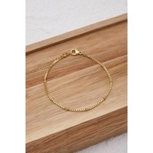Byflorya Jewelry Çelik Toplu Kutu Kare Zincir Halhal Minimal Kararmaz 22+4cm 1mm