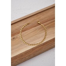 Byflorya Jewelry Çelik 2'li Kombin Papağan ve Dokulu Fermuar Zincir Halhal Minimal Kararmaz 22+4cm
