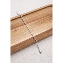 Byflorya Jewelry Çelik Dikdörtgen Kare Halhal Günlük Kullanıma Uygun Kutu Dikdörtgen Halhal 2mm 22CM+4CM