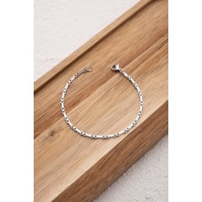 Byflorya Jewelry Çelik Dikdörtgen Kare Halhal Günlük Kullanıma Uygun Kutu Dikdörtgen Halhal 2mm 22CM+4CM