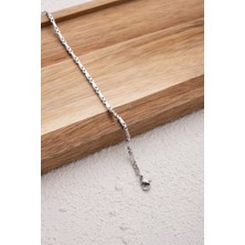 Byflorya Jewelry Çelik Dikdörtgen Kare Halhal Günlük Kullanıma Uygun Kutu Dikdörtgen Halhal 2mm 22CM+4CM