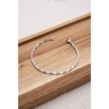 Byflorya Jewelry Çelik Dikdörtgen Kare Halhal Günlük Kullanıma Uygun Kutu Dikdörtgen Halhal 2mm 22CM+4CM