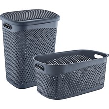 Smartware Katre Kirli Çamaşır Sepeti ve Çamaşır Selesi Set Antrasit